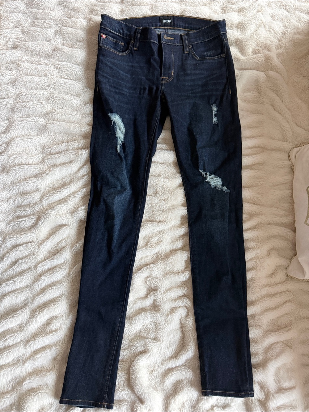Hudson Jeans Dark Blue Distressed Skinny Jeans